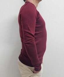 Men's Cold Weather Blouse | Men's Knitted Sweater | Winter Knitted Wool Pullover Long Sleeve V-Neck - 紅木色 - 查看 10