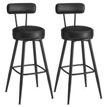 Colección - Juego de 2 Taburetes de Bar, Sillas Giratorias de Barra con Respaldo, con Costuras, Moderno Siglo Medio, Altura 76 cm, Barra Cocina, Negro Tinta - Negro - Ver 9
