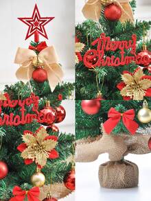 1 buc mini brad de Crăciun stea brad vârf incasabil glob de Crăciun artificial cap de flori de Crăciun fundă decorare desktop Crăciun birou bucătărie living acasă petrecere de sărbători decorare acasă decorațiuni de Crăciun decor cameră de iarnă