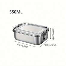 1 Hộp cơm Bento bằng thép không gỉ, 304, hình vuông nhiều kích cỡ, chống gỉ, màu trơn, nhà bếp ngoài trời, hộp cơm trưa bằng thép không gỉ Nhật Bản, bữa ăn ngon, dễ đóng gói, siêu tiện lợi khi mang theo - Bạc - Xem 6