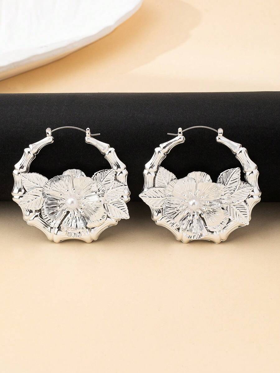 1 Pair Women's Exaggerated Extra Large Bamboo Knot Hoop Earrings