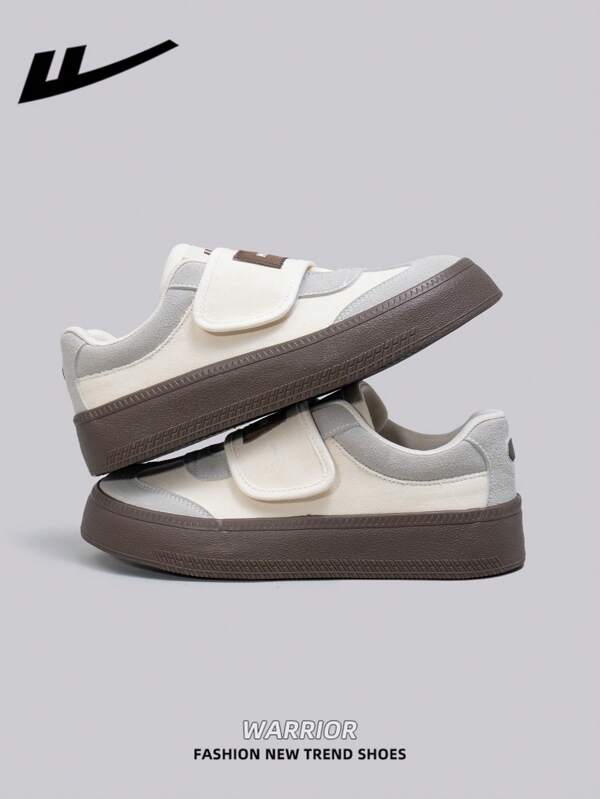 WARRIOR 1 Pair WARRIOR Women's Thick Sole Lace-Up Soft Bottom Casual Shoes, Low-Top Outdoor Flat Shoes For Summer, Round Toe Low Heel Non-Slip Solid Color Elegant Soft Bottom Hiking Suitable For Students Graduation Photos, Women Low-Top Leather Sneakers