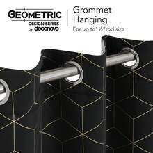 2 Pcs Blackout Curtains For Bedroom & Living Room - Diamond Foil Print, Grommet Top, Thermal Insulated & Room Darkening (Blocks Sun, Saves Energy) - 黑色 - 查看 5