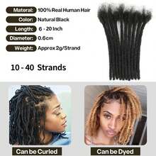 CEXXY 0,6 Breite Dreadlocks, brasilianisches Echthaar, gehäkelte Zopf-Haarverlängerung, Echthaar-Loc-Extensions, 10 Stränge Dreadlock-Extension, Echthaar, vollständig handgefertigt, Echthaar-Dread-Extension für Männer, Frauen und Kinder, Echthaar-Locs können gelockt und gefärbt werden, 15,2 - 50,8 cm, 1B
