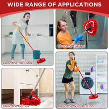 4Pack Mop Heads Replacements Compatible With O-Cedar Easy Wring 1-Tank System Reusable Spin Mop Replace Head Washable Chenille Refills Dust Head Replacement For Floor Cleaning(Red) - 紅色 - 查看 7