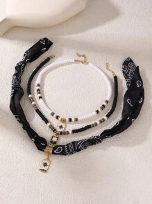 1/3pcs Set Funky Jewelry Luxurious Colorful Stone Beaded Sun Shaped Alloy Pendant Necklace, Versatile For Daily And Party Wear, Random Color Beads