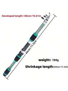 1.8米伸缩鱼竿组合套装：包含旋转卷轴、诱饵、鱼钩和旅行鱼竿盒，适合淡水和咸水钓鱼初学者