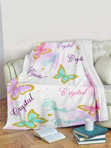 1pc Customized Name Blanket, Personalized Bed Blanket, Printable Name, Cute Blanket, Best Blanket For Children, Comfortable Blanket, Family Gift, Birthday Gift, Christmas Gift, Personalized Gift, Children's Day Gift, Gift For Son/Daughter, Gift For Friends, Gift For Kids - Style 1 - View 5