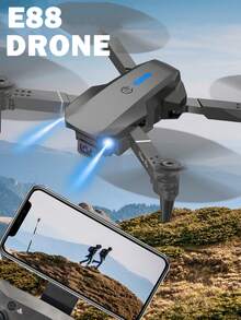 E88，无人机，高清航拍，双摄像头，固定高度，四旋翼飞行器，遥控飞机 - 彩色 - 查看 2
