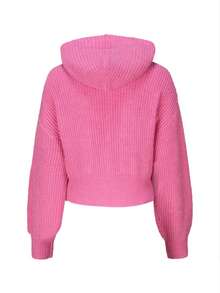 Áo len cardigan nữ Joy Knit thời trang thu đông mới, trở lại trường, giản dị tối giản đa năng, áo khoác cardigan dệt kim cài nút túi lớn có mũ rộng rãi, công sở cho nữ đi chơi du lịch sân bay - Màu Hồng  San hô - Xem 8