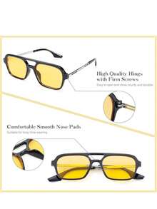 Colored Lens Glasses. New Model Sunglasses, 100% UV Protection. - 黃色 - 查看 3
