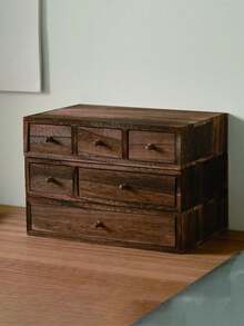 1 Stück Holz Schreibtisch Aufbewahrungsbox, Monitor Erhöhung Organizer, Schmuckschublade, Mini Studenten Schreibwarenschrank, multifunktionale Schreibtisch Aufbewahrungsbox, Paulownienholz Schmuckkasten, Holz Schubladenaufbewahrungsschrank, mehrschichtiger Massivholz Aufbewahrungsschrank