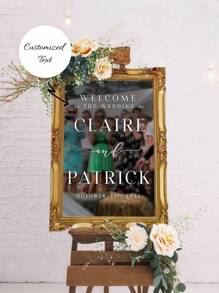 1pc- Custom Wedding Mirror Stickers, Welcome To Our Wedding Entrance Sign, Custom Vinyl Decal Sticker Mirror, Wedding Sign Decoration DIY Wedding Decal, Custom Mirror Engraving Decal Sticker, Wedding Items, Wedding Decoration - Multicolor - View 1