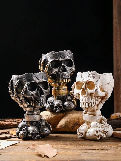 1 szt. Nowoczesna, kreatywna doniczka w kształcie czaszki, doniczka z żywicy w stylu vintage, europejska, dekoracyjna do ogrodu, odpowiednia do ogrodu i innych spersonalizowanych dekoracji