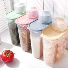 4PCS Cereal Storage Containers 2.2L Airtight Food Storage Container With Spout For Kitchen Plastic Dry Food Dispenser Containers With Measuring Cup For Cereals Rice Pet Food Dry Food - 2.2L - View 3