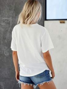 Women's Graphic T-Shirt Don't Be Salty Cute Cartoon Print Casual Summer Tee For Ladies Fashion Short Sleeve Top White Size S-3XL - 白色 - 查看 3