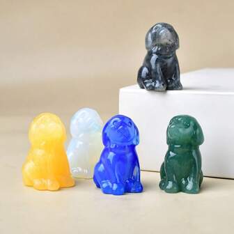  Exquisite Natural Crystal Carving Dog, Unique Design, Healing Crystal, Stones Containing Energy, Energy Healing Meditation Stone, Perfect For Home Decor & Gift Giving, For Pocket Decoration, For Holiday Gift, From The Brand CUPIDCRYSTAL