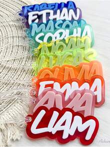 Personalized Name Tags For Backpacks Luggage Diaper Bags, Children's Name Keychains, Customizable Waterproof Labels - Multicolor - View 6