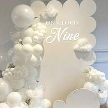 On Cloud Nine Party Decal Sign- On Cloud 9 Decorations,Cloud Nine Baby Shower Decor,Decal Sticker For Wall, Mirror Or Acrylic On Cloud Nine Sign (White Cloud Nine),10135390 - 白色 - 查看 5