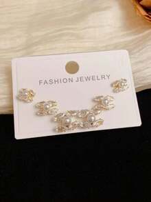 3pcs Luxury Versatile Fully Plated Double C Letter 925 Sterling Silver Stud Earrings, Fashionable Jewelry Gift For Women, Suitable For Valentine's Day, Banquet, Party