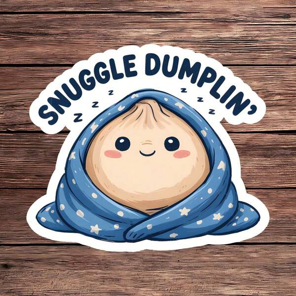 1PC Snuggle Dumplin Kawaii Art Cute Sleeping Dumpling Sticker, Waterproof Glossy Vinyl Decal For Water Bottles, Laptops, Journals & E-Readers, Cozy Aesthetic & Sweet Gift, Perfect Comfort & Self-Care Accessory