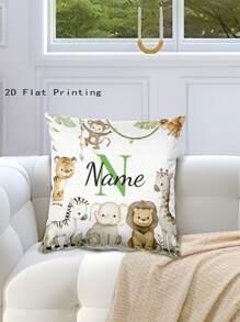 1pc Personalized Pillow Case With Cute Animal Design, Customizable Name, Gift For Kids, Children, Grandkids Birthday Party, Home Decor For Bedroom, Living Room, Study, Single-Sided Printed Pillowcase,Washable,Lightweight,Breathable, Funny,Cute,Love,Soft,Comfortable,Custom,Unique,Personalized,Ideal Gifts For Him,Ideal Gifts For Her,Ideal Gifts For Boyfriend,Ideal Gifts For Girlfriend,Ideal Gifts For Dad,Ideal Gifts For Mom,Ideal Gifts For Friends,Ideal Gifts For Family,Him,Her,Boyfriend,Girlfriend,Dad,Family,Mom,Friends,For Anniversaries,For Graduation,For Housewarming,For Weddings,For Birthdays,Car,Sofa,Tea Room,Living Room