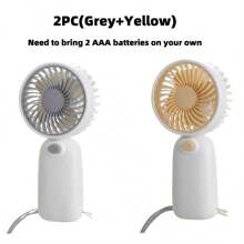 1 pieza Mini ventilador portátil a batería para volver al colegio, funciona con 2 pilas AAA (no incluidas), viene con cordón
