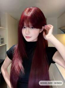 SHUDUO 1 Piece Synthetic Heat Resistant Straight Hair Red Wig, Made From Fibers For Daily Use, Natural And Realistic Wig (Accessories Not Included)