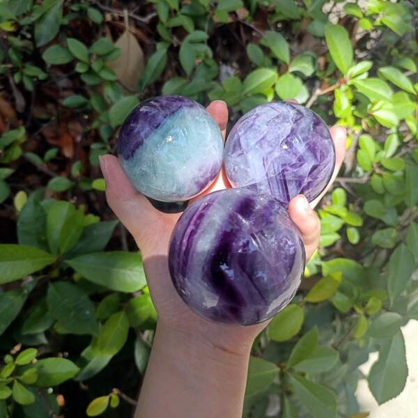 1pc Natural Fluorite Ball, Colored Fluorite Ball, Polished Crystal Ball, Crystal Ornaments, Holiday Gifts, Home Decoration