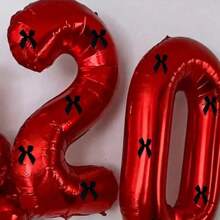 6 件 40 英寸巨型红色数字带黑色蝴蝶结数字气球红色气球数字生日装饰 1 2 3 4 5 6 7 8 9 数字派对庆祝装饰毕业典礼婚礼婴儿洗礼周年派对 - 彩色 - 查看 8