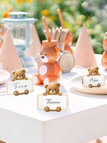 24 thẻ bàn tiệc mừng em bé, thẻ chỗ ngồi bàn gấu bông, bộ thẻ lều, danh thiếp có thể chỉnh sửa cho chỗ ngồi bàn, nhãn thực phẩm tiệc, đồ trang trí tiệc mừng em bé, thẻ chỗ ngồi gấp chào mừng tiệc mừng em bé tiết lộ giới tính - màu nâu - Xem 6