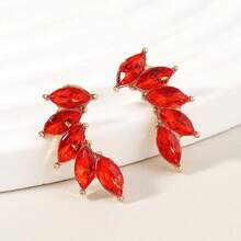 一对镶钻彩色优雅耳钉，适合日常佩戴 - 黑色 - 查看 16