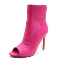 Womens Peep Toe Stiletto Booties Side Zipper High Heel Open Toe Ankle Boots CHARLIE-212 - MÀU ĐỎ FUCHSIA - Xem 5