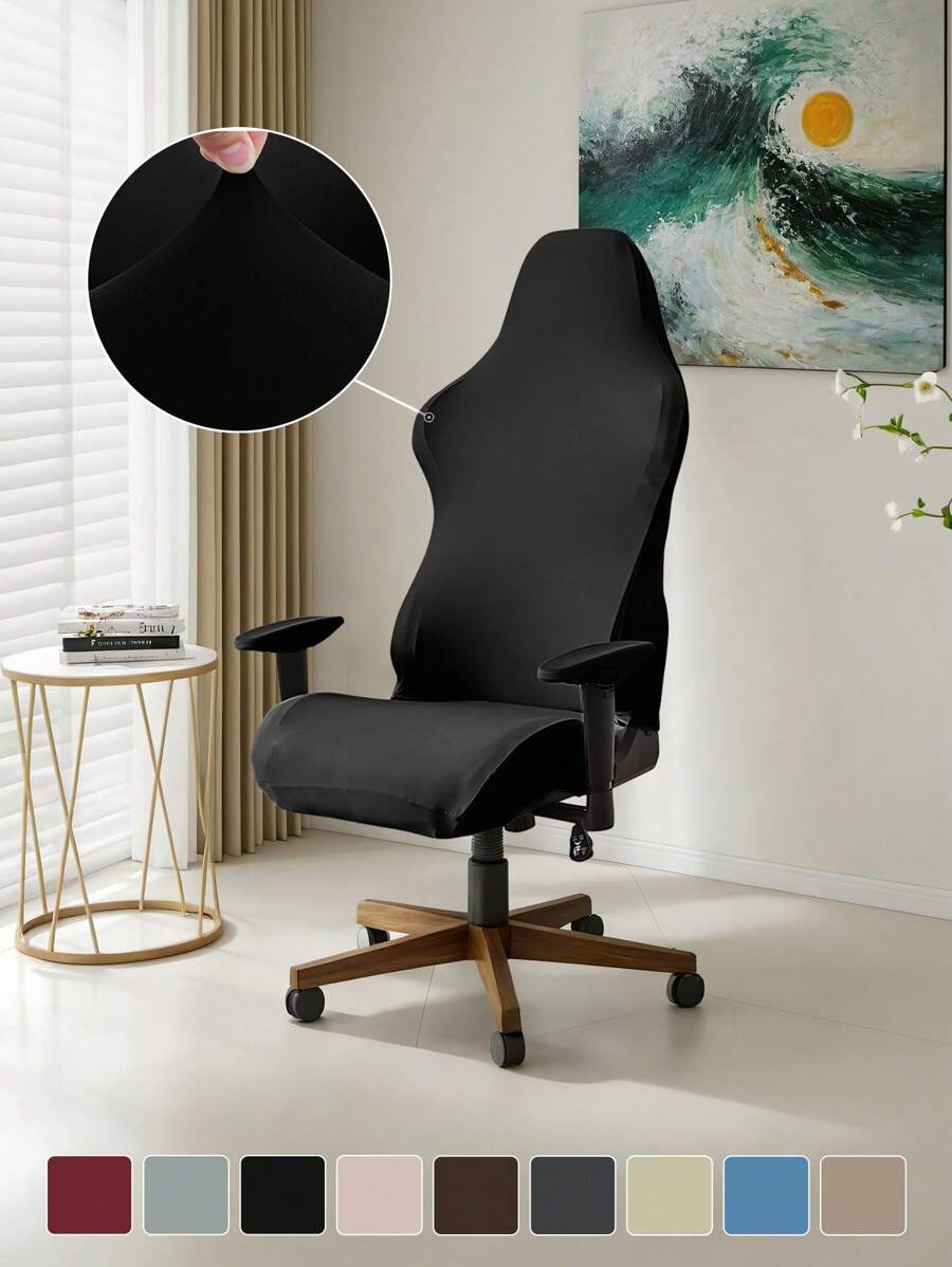 1 pieza Funda moderna de unicolor para silla de juegos, funda elástica de seda de leche impermeable y lavable para silla de ordenador, adecuada para oficina, bar, dormitorio, decoración del hogar para silla de juegos