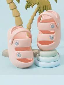 1 Pair Pink Children's Slippers, Cute EVA Soft Bottom Lightweight Indoor Home Slippers For Girls, Suitable For Summer - Pink - View 3