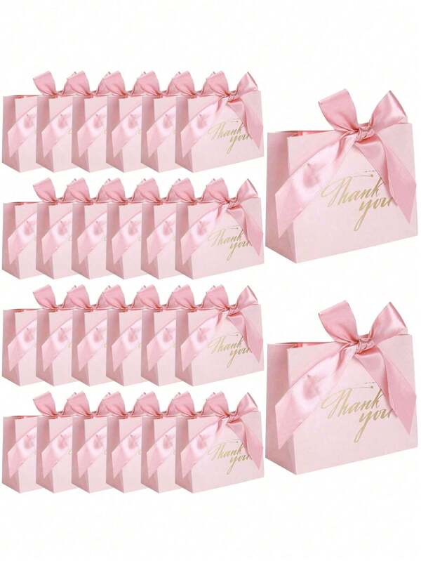 10pcs, 4.5x1.8x3.9 Inch Small Thank You Gift Bags ,Mini Gift Bag With Bow,Pink Patterned Paper Gift Bag, Suitable ,Small Paper Gift Bags With Gold Foil Print, Mini Candy Bags,Small Paper Gift Bags With Gold Foil Print, Mini Candy Bags For Birthday,Mother's Day Gifts,Gift,Bridal Shower,Graduation Season Party Supplies