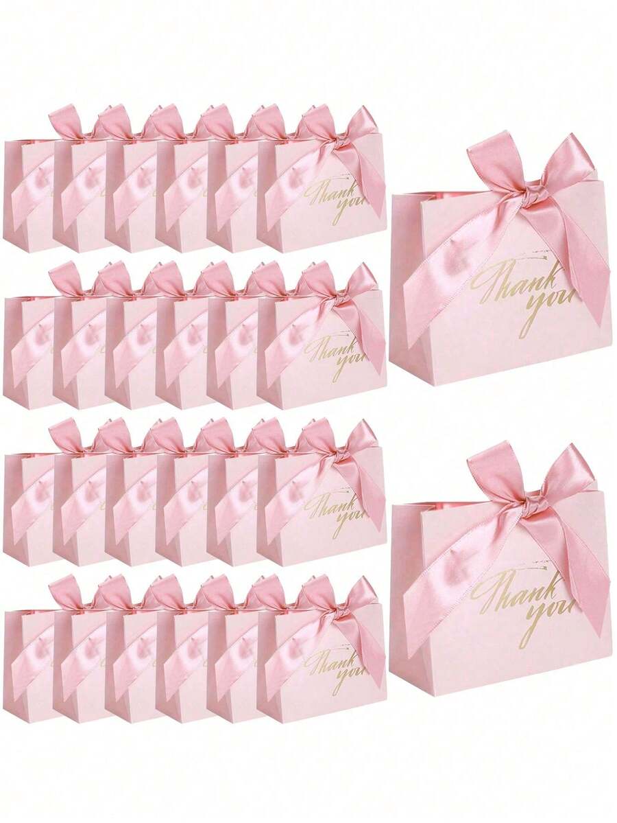10 chiếc, Túi quà cảm ơn nhỏ 4,5x1,8x3,9 inch, Túi quà mini có nơ, Túi quà giấy họa tiết màu hồng, Thích hợp, Túi quà giấy nhỏ in lá vàng, Túi kẹo mini, Túi quà giấy nhỏ in lá vàng, Túi kẹo mini cho sinh nhật, Quà tặng Ngày của Mẹ, Quà tặng, Tiệc cô dâu, Đồ dùng cho tiệc tốt nghiệp - Hồng - Xem 1