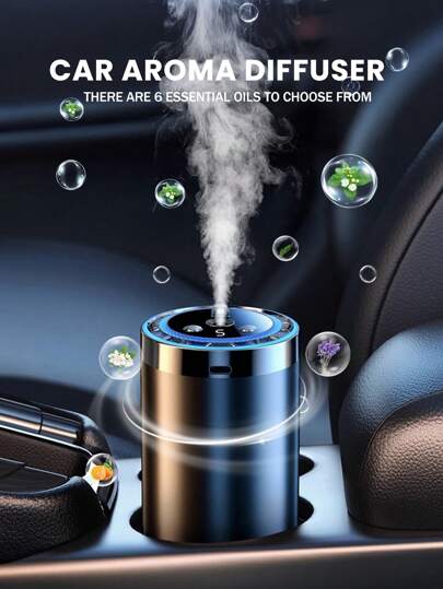 Auto-montierter multifunktionaler Aromatherapie-Diffuser, USB-Aromatherapie-Maschine für Zuhause, Auto-Elektro-Lufterfrischer, 5 Beleuchtungseffekte, ausgestattet mit Sternenlicht-Projektor, 5 Betriebsmodi, Digitalbildschirm, wiederaufladbar, 5 Aromatherapie-Ätherische Öle zur Auswahl, geeignet für Autos, Büros, Schlafzimmer, Hotels, Räume für Haustiere