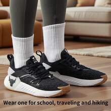Under Armour 女款訓練鞋 UA W Project Rock 6 運動鞋輕盈舒適日常休閒鞋 - 黑色 - 查看 3
