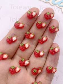 20pcs Resin Colorful Cute Mini Strawberry Fruits Art Flat Back Rhinestone Scrapbook DIY Jewelry Crafts Accessories Decor - 3 - View 1