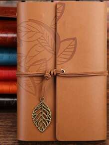 1pc Personalized Customized Vintage Leather Cover Notebook, Travel Journal, Loose-Leaf Notepad, Back To School Student Writing Notebook,Christmas Gift Supplies