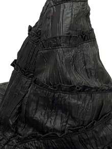 1pc Women's Black Witch Hat, Funny Party Costume Accessory, Wrinkled Witch Hat For Holiday Performance - Solid Color Lace Witch Hat - View 5