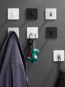 重型防水淋浴挂钩，用于悬挂丝瓜络、毛巾、衣服、浴室浴袍，可拆卸粘性墙壁、门钩，不锈钢黑色粘钩 4 件 - 黑色 - 查看 8