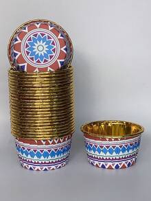 Cakegiugiu Set , 25/50/100 Bohemian Style Cupcakes With Lids, Disposable Muffin Cups With Lids, Heat Resistant Baking Cups,Glossy Cupcake Liners, Muffin Molds, Baking Tools, Curled Edge Cake Cups,Cake Holder, Perfect For Wedding And Birthday Parties - Multicolor - View 37