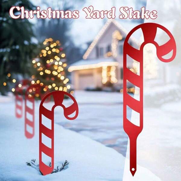 1 pieza, Estaca de jardín de caramelos navideños, perfecta para jardines al aire libre, céspedes y decoraciones de puertas, adecuada para fiestas navideñas y decoraciones navideñas del hogar.