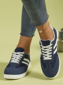 Tênis Casuais Slip-On com Cadarço Femininos, Tênis Esportivos Versáteis, Adequados para Primavera e Outono, Sapatos de Exercício para Estudantes