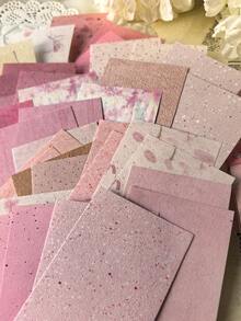 50pcs/Pack Romantic Pink Natural Texture Decorative Paper, DIY Scrapbooking Memo Pad - one-size - View 3
