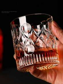 1 pezzo Bicchiere da whisky intagliato, bicchiere vintage, bicchiere per bevande forti di tipo a tamburo, bicchiere da bar con rilievi, bicchiere da bere con base pesante, bicchiere da cocktail vintage per bourbon, scotch, superalcolici, acqua, succhi, essenziale per il bar di casa, regalo per adulti, uomini e donne, regalo di Ognissanti