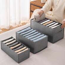 1/4pcs Grey Clothes Storage Box, Multi-Layer Wardrobe Clothing & Pants Organizer Box - Grey - View 2