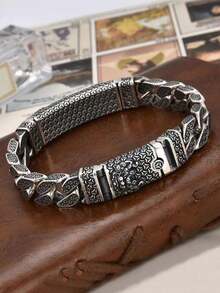 1pc Vintage Tang Dynasty Armor & Lion Charm Bracelet, Sophisticated Men's Accessory, Daily Wear & Gift - E201 - View 2